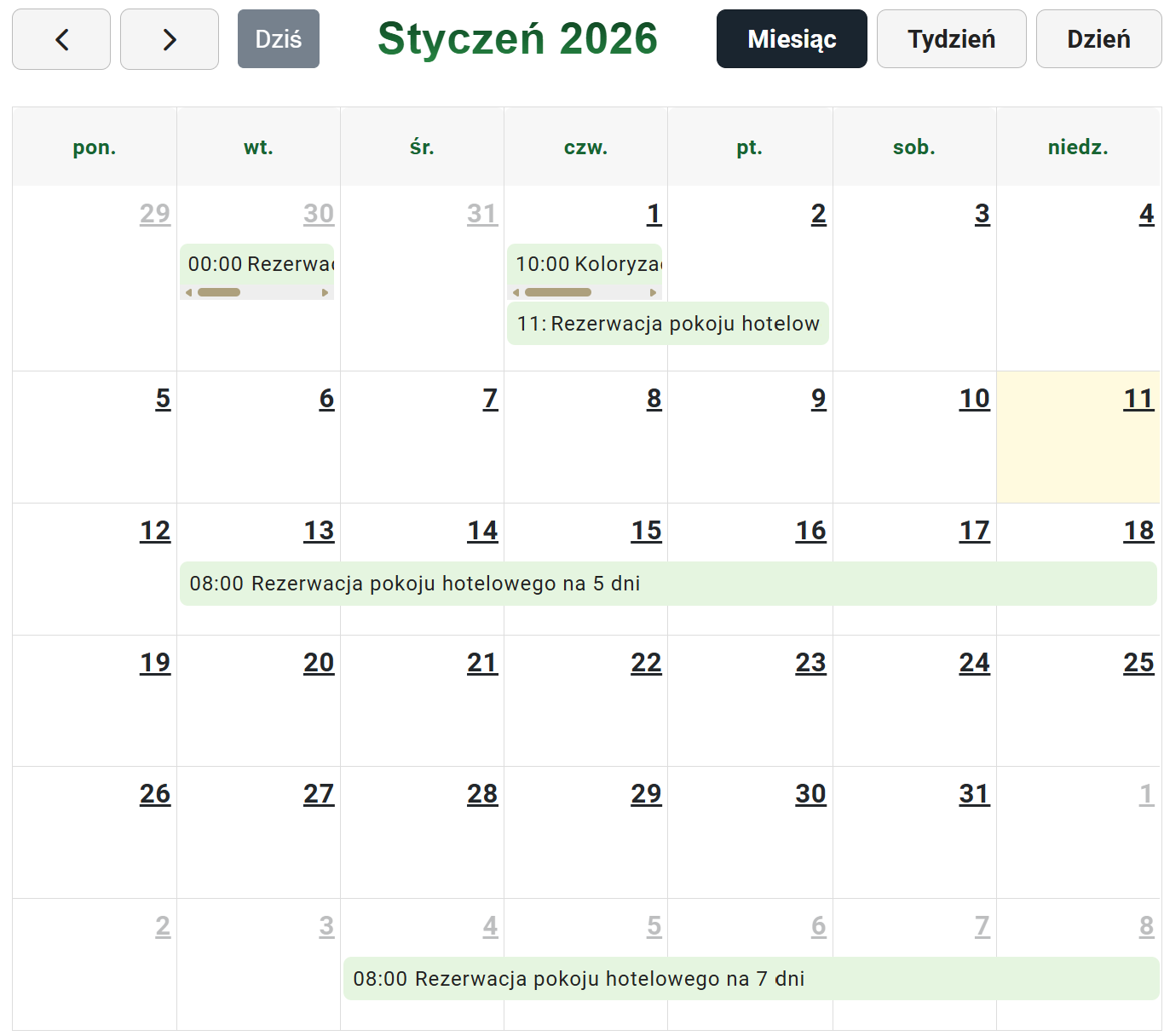 Calendar Example